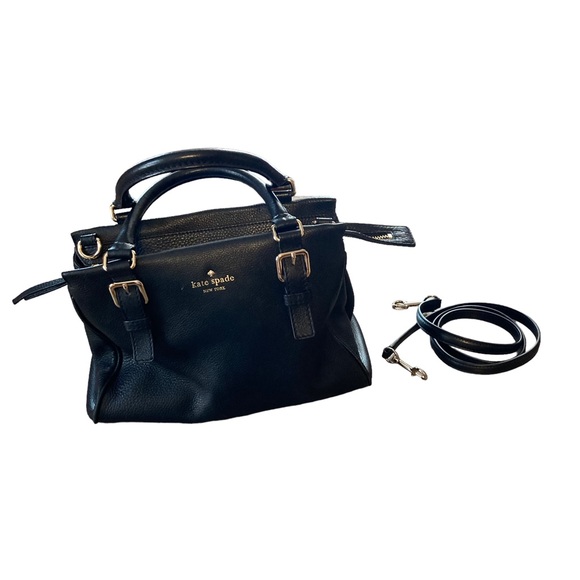 kate spade Handbags - Kate Spade Black Pebbled Leather Double Handle Handbag Removable Crossbody Strap